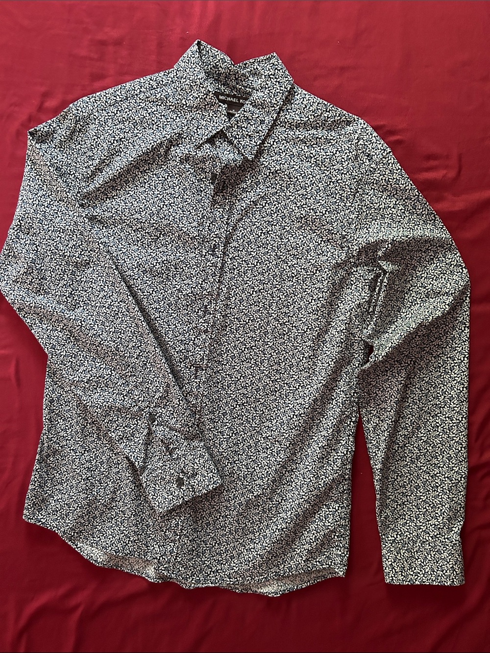 Michael Kors Men's Black & White Micro-Print Dress Shirt
